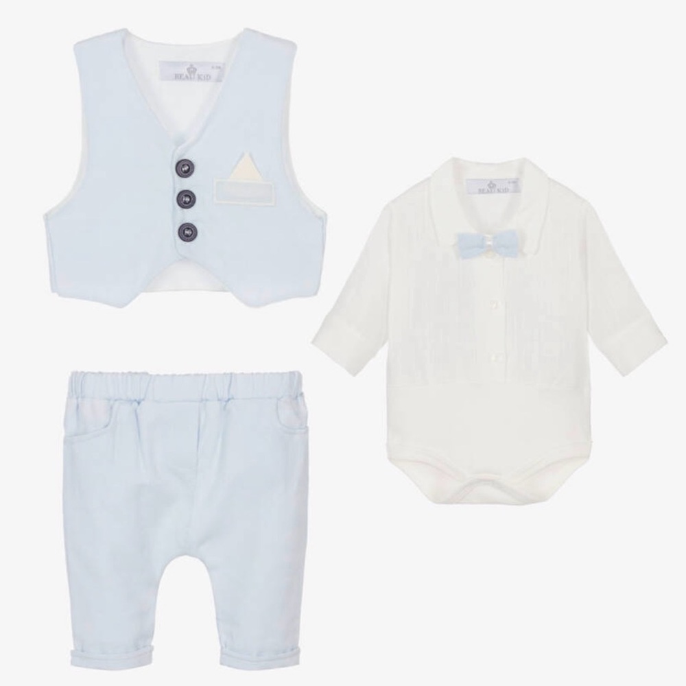 Charming Blue and White Kids Tie Set